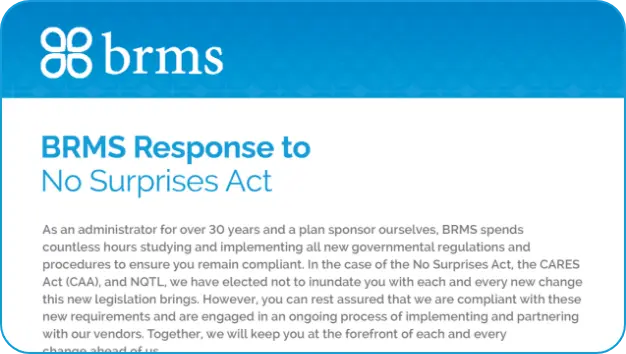 BRMS Response to No Surprises Act